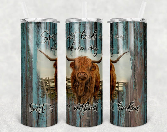 Trust without boarders Cow Animal - 20 oz or 30oz Skinny Tumblers w/ Lid and Metal Straw
