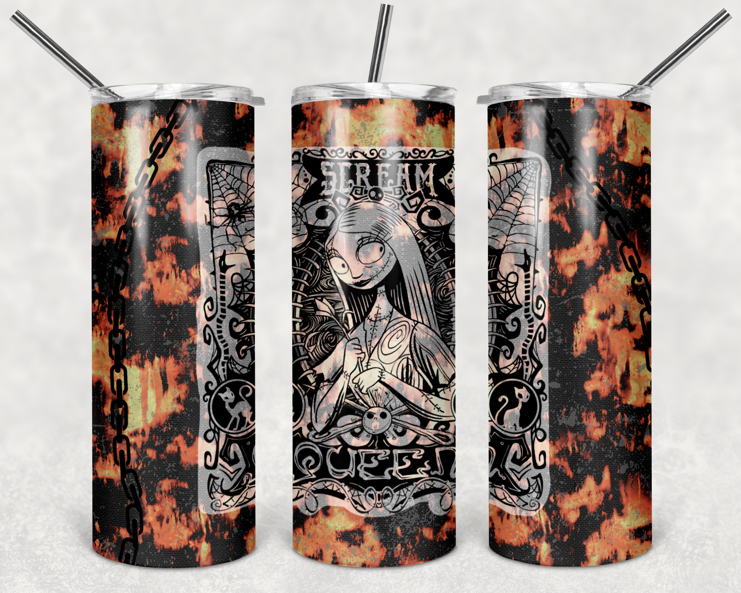 Scream Queen - 20 or 30oz Skinny Tumblers w/ Lid and Metal Straw