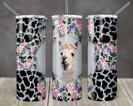 Alpaca Floral - Will You Be My Bridesmaid? - 20oz or 30oz Skinny Tumblers w/ Lid and Metal Straw