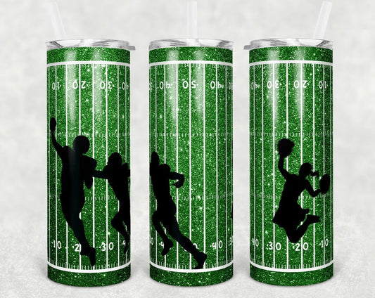 Football Field Shadows - 20oz or 30oz Skinny Tumblers w/ Lid and Metal Straw