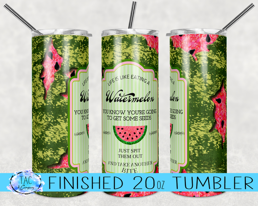 Green Ripped Watermelon Seed- 20 oz or 30oz Skinny Tumblers w/ Lid and Metal Straw