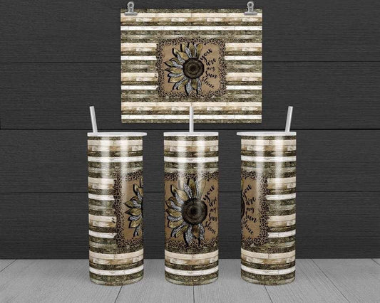 Sunflower with words - 20 oz or 30oz Skinny Tumblers w/ Lid and Metal Straw