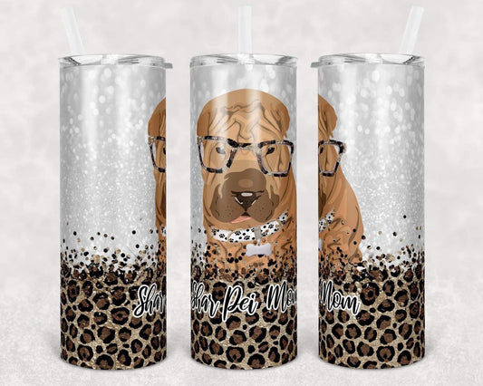 Shar Pei Mom - 20oz or 30oz Skinny Tumblers w/ Lid and Metal Straw