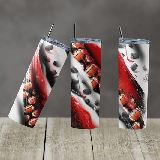 Football- 20 oz or 30oz Skinny Tumblers w/ Lid and Metal Straw
