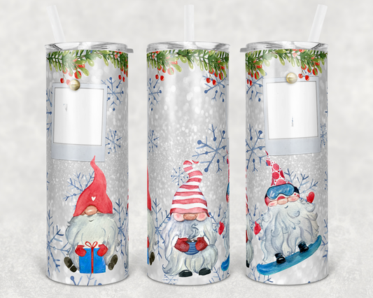 2 Picture Gnome- 20 oz or 30oz Skinny Tumblers w/ Lid and Metal Straw