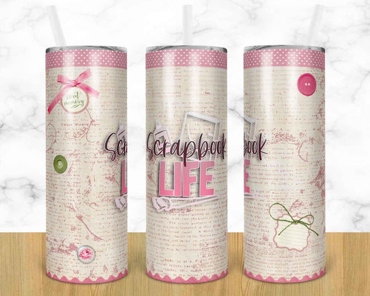 Scrapbooking  - 20 oz or 30oz Skinny Tumblers w/ Lid and Metal Straw