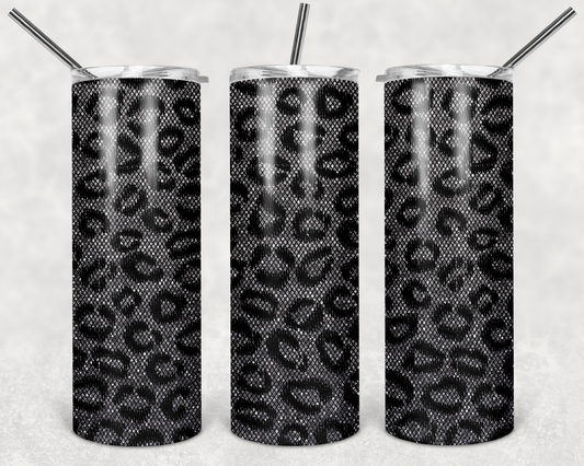 Black Leopard - 20 or 30oz Skinny Tumblers w/ Lid and Metal Straw