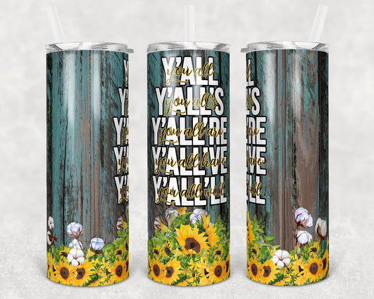 Y’all’s - 20 oz Skinny Tumblers w/ Lid and Metal Straw