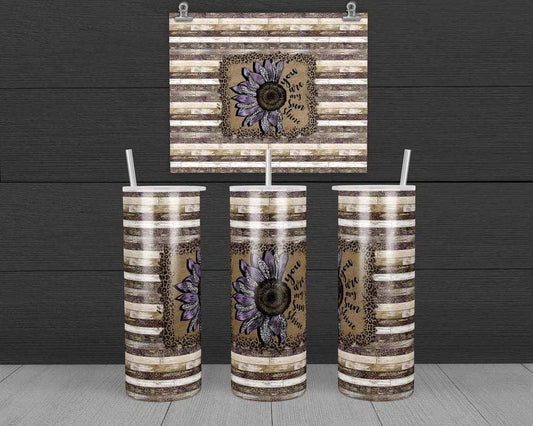 Sunflower with words - 20 oz or 30oz Skinny Tumblers w/ Lid and Metal Straw