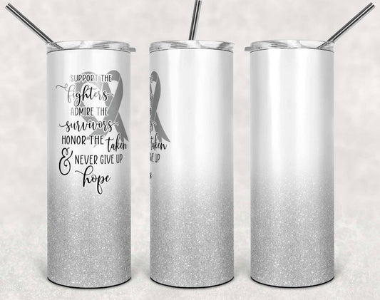Silver Fighter - 20 oz or 30oz Skinny Tumblers w/ Lid and Metal Straw