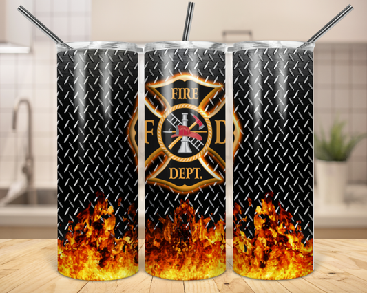 Fireman, Firefighter - 20 oz or 30oz Skinny Tumblers w/ Lid and Metal Straw