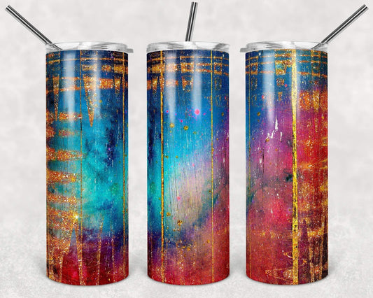 Red, Blue, Purple, Pink Gold Dripping Side- 20oz or 30oz Skinny Tumblers w/ Lid and Metal Straw
