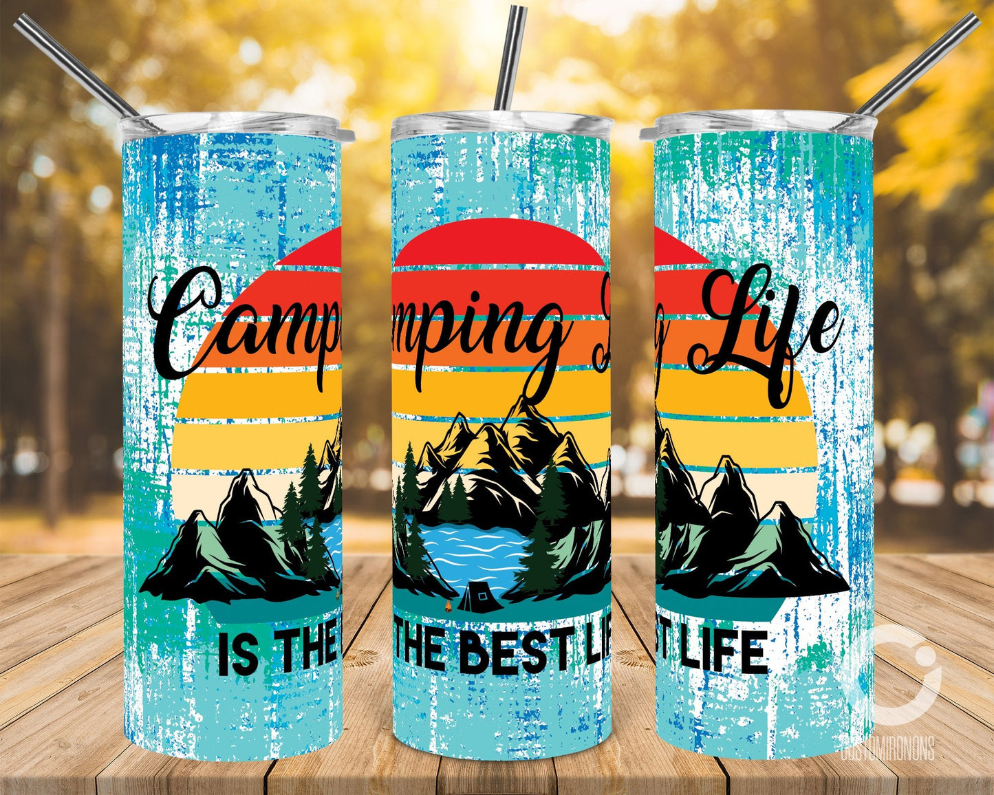 Camping Life - 20oz or 30oz Skinny Tumblers w/ Lid and Metal Straw