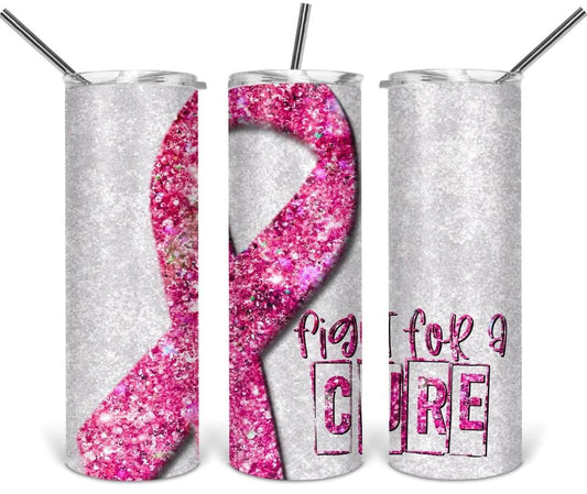 Breast Cancer- 20 oz Skinny Tumblers w/ Lid and Metal Straw