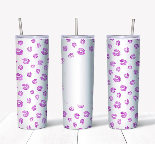 Light Pink Kisses w/ Picture- 20oz or 30oz Skinny Tumblers w/ Lid and Metal Straw