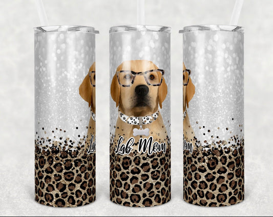 Lab Dog Mom - 20oz or 30oz Skinny Tumblers w/ Lid and Metal Straw