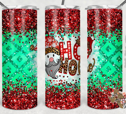 Ho Ho Ho Christmas - 20oz or 30oz Skinny Tumblers w/ Lid and Metal Straw