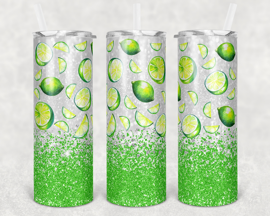 Limes- 20 oz or 30oz Skinny Tumblers w/ Lid and Metal Straw