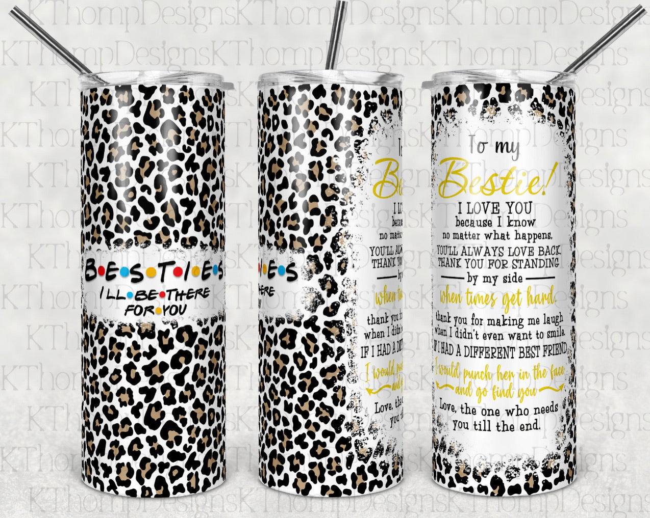 Cheetah Best Friends - 20oz or 30oz Skinny Tumblers w/ Lid and Metal Straw