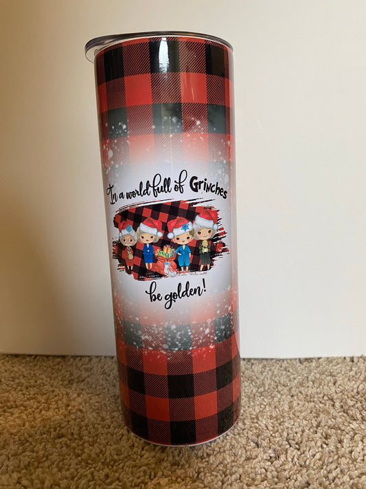 Golden Girl Christmas- 20 oz Skinny Tumblers w/ Lid and Metal Straw