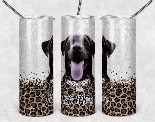 Lab Dog Mom - 20oz or 30oz Skinny Tumblers w/ Lid and Metal Straw