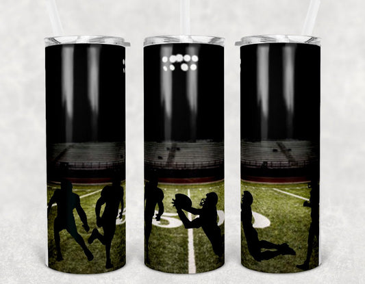 Falling Football Shadow- 20oz or 30oz Skinny Tumblers w/ Lid and Metal Straw