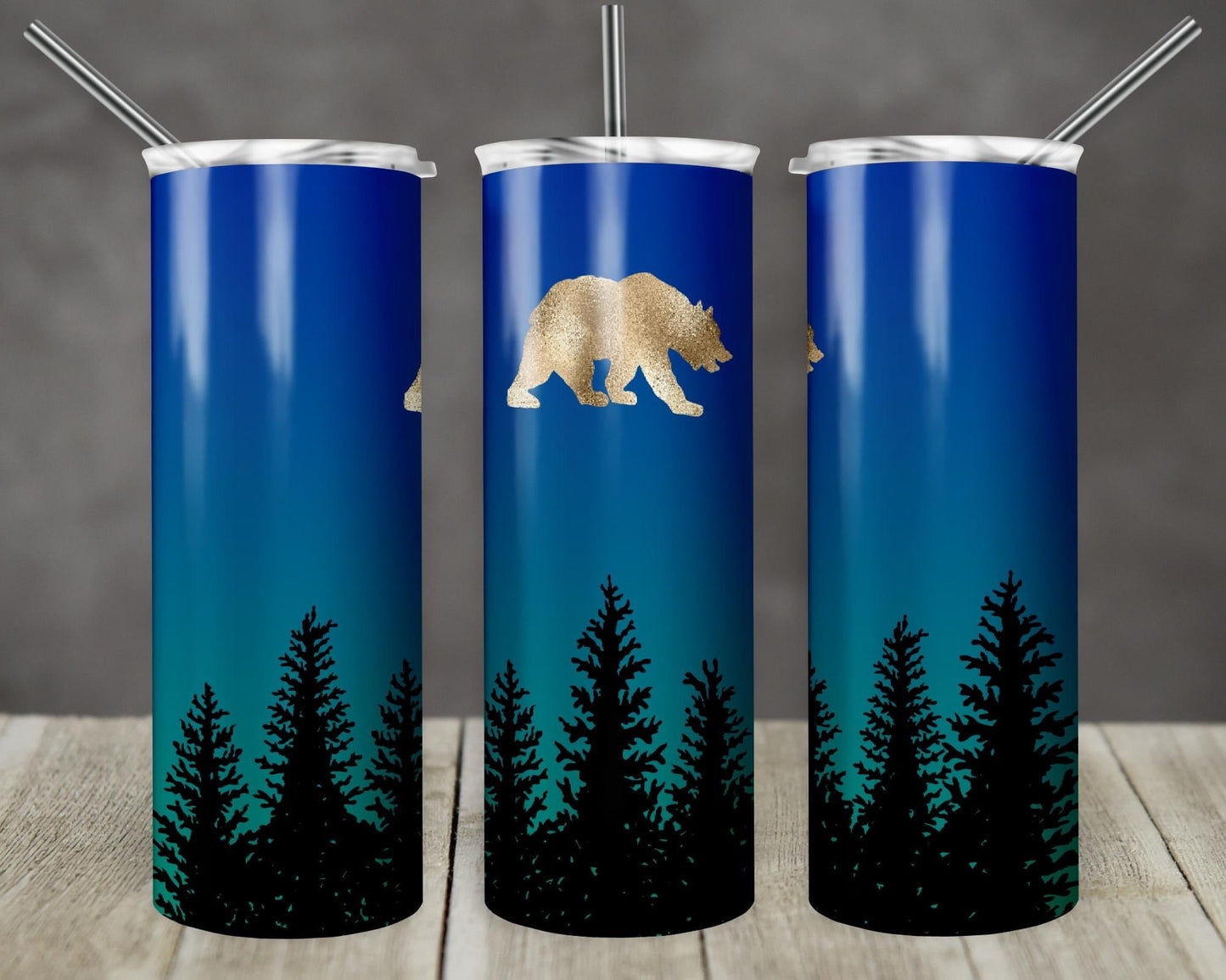Bear -  20oz or 30oz Skinny Tumblers w/ Lid and Metal Straw