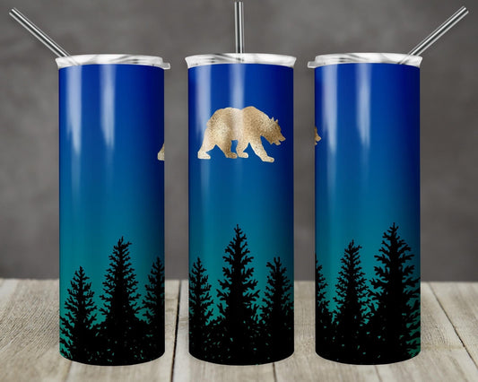 Bear -  20oz or 30oz Skinny Tumblers w/ Lid and Metal Straw