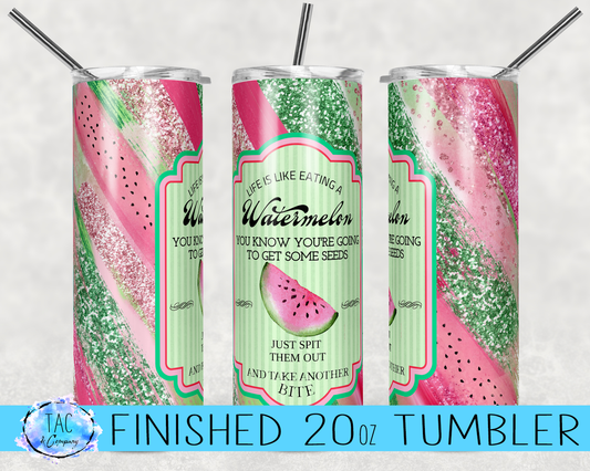 Pastel Watermelon Seeds- 20 oz or 30oz Skinny Tumblers w/ Lid and Metal Straw