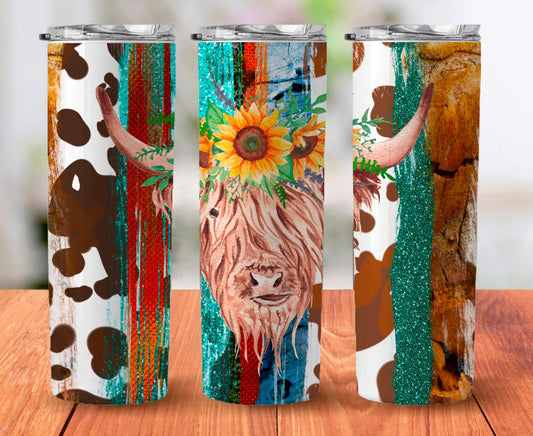 Highland Cow - 20oz or 30oz Skinny Tumblers w/ Lid and Metal Straw