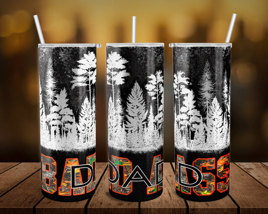 White Tree Forest Dad- 20 oz or 30oz Skinny Tumblers w/ Lid and Metal Straw