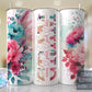 Gram Split Hot Pink Floral Full Wrap -20oz or 30oz Skinny Tumblers w/ Lid and Metal Straw