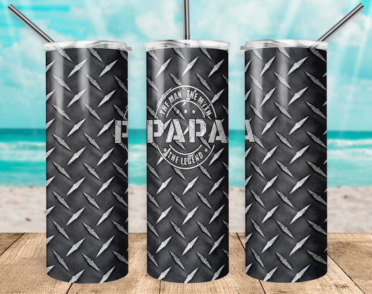 Papa- 20 oz or 30oz Skinny Tumblers w/ Lid and Metal Straw