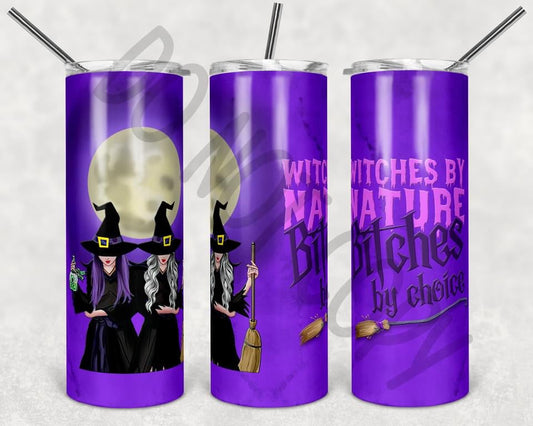 Witches by Choice Halloween - 20 oz or 30oz Skinny Tumblers w/ Lid and Metal Straw