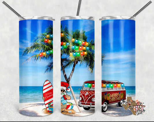 Tropical Van- 20oz or 30oz Skinny Tumblers w/ Lid and Metal Straw