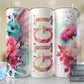 Gigi Hot Pink Floral Full Wrap -20oz or 30oz Skinny Tumblers w/ Lid and Metal Straw