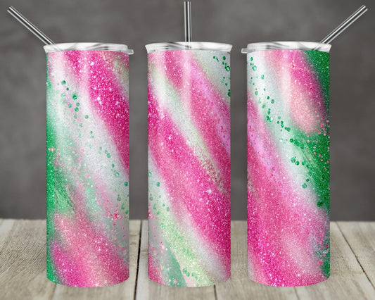 Glitter Watermelon - 20oz or 30oz Skinny Tumblers w/ Lid and Metal Straw