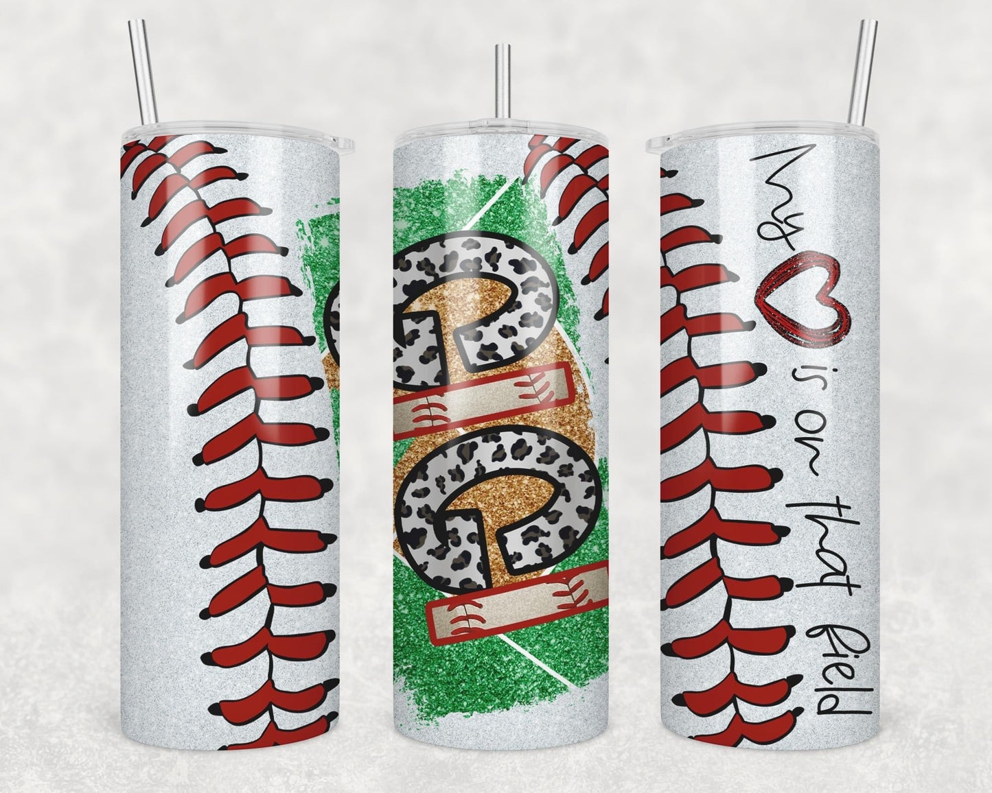 Baseball GiGi- 20 oz or 30oz Skinny Tumblers w/ Lid and Metal Straw