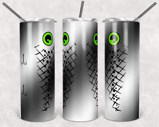 Black & White Fish - 20oz or 30oz Skinny Tumblers w/ Lid and Metal Straw