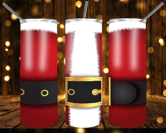 Santa Suit- 20oz or 30oz Skinny Tumblers w/ Lid and Metal Straw
