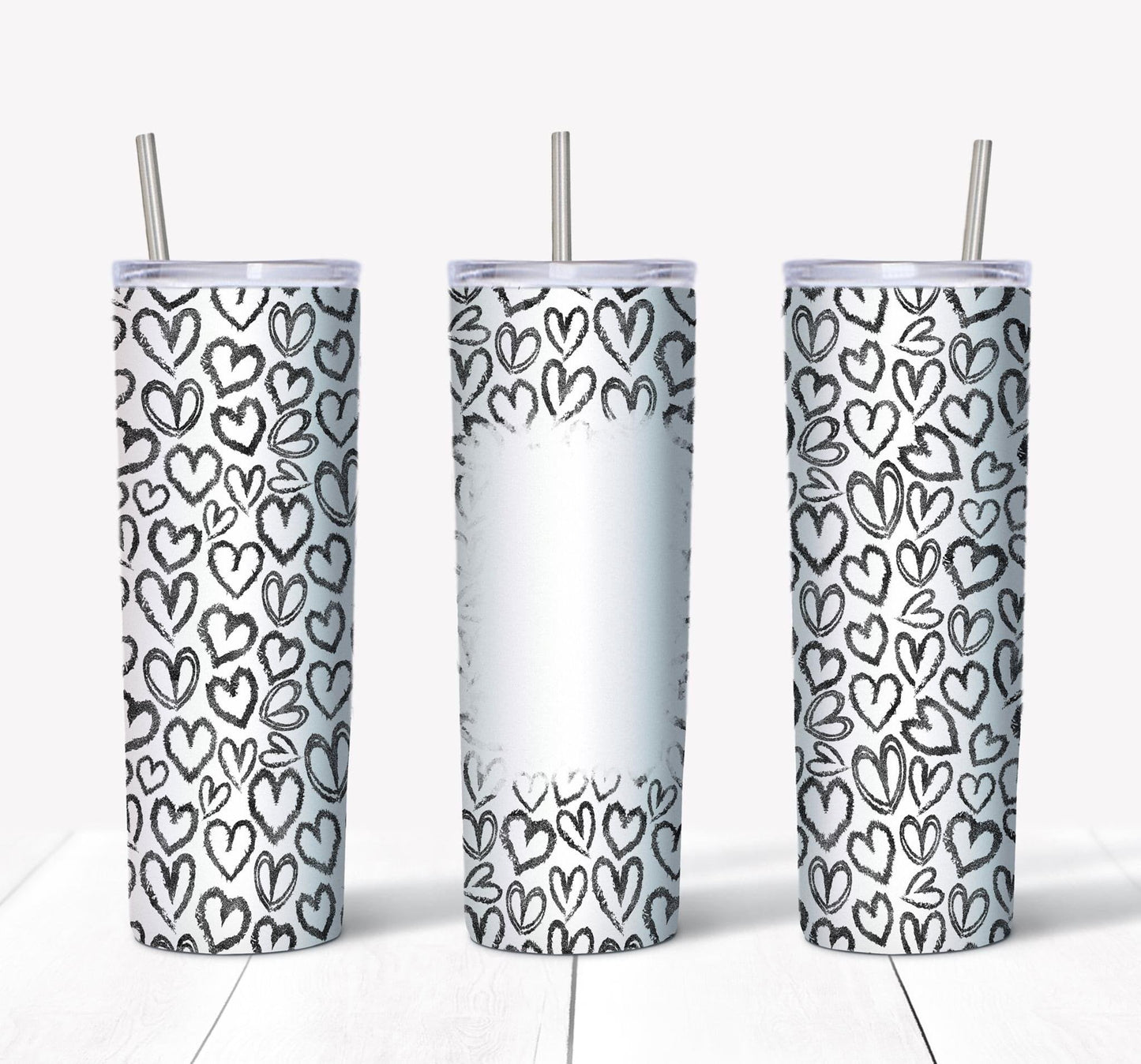 Black Heart Picture - 20oz or 30oz Skinny Tumblers w/ Lid and Metal Straw