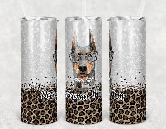 Doberman Dog Mom - 20oz or 30oz Skinny Tumblers w/ Lid and Metal Straw