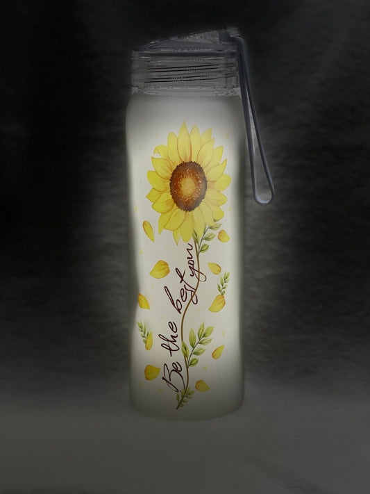 Sunflower 16oz Glass Water Bottle