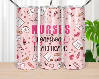 Pink Nurse - 20oz or 30oz Skinny Tumblers w/ Lid and Metal Straw