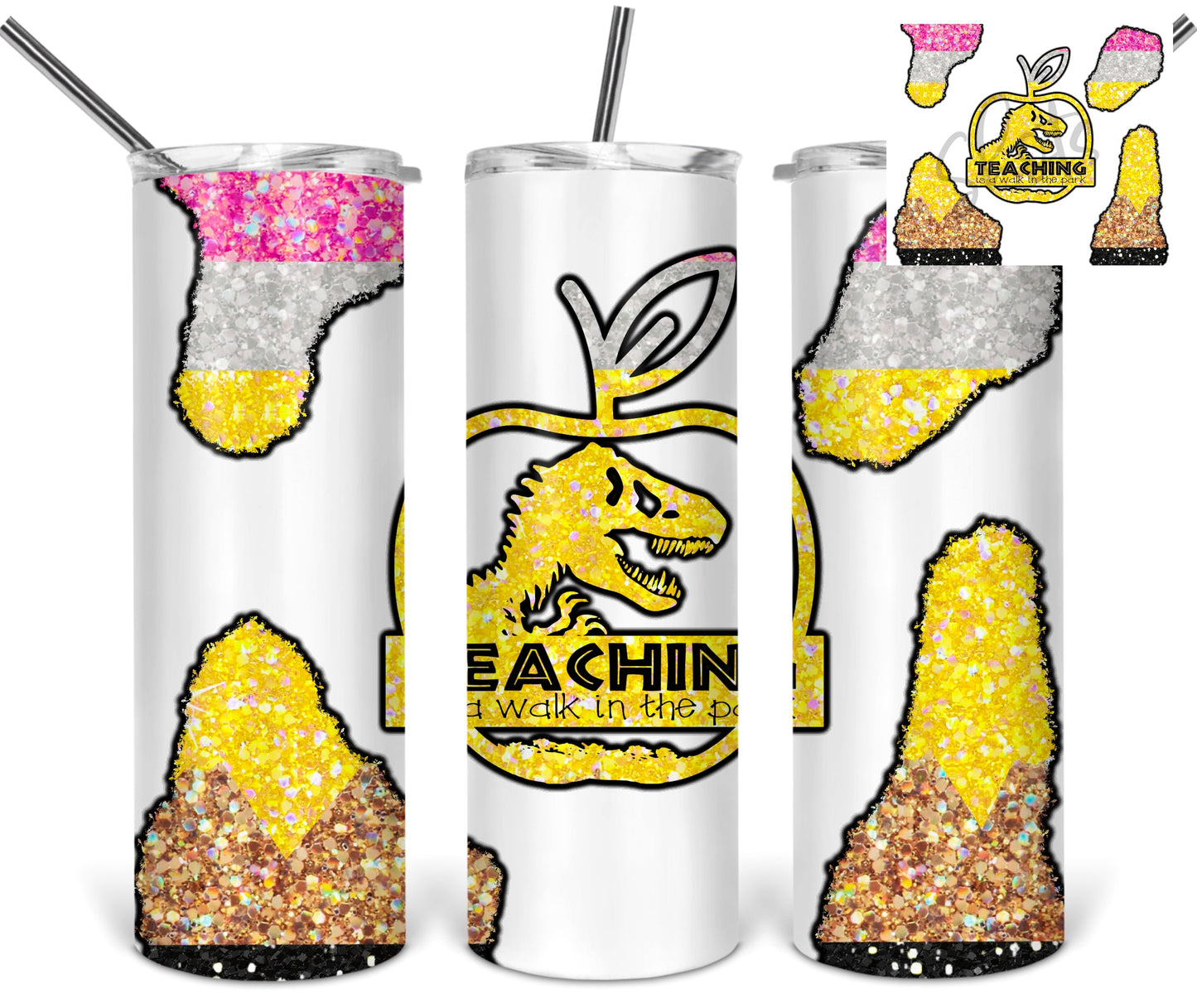 Teaching A Walk In The Park School -20oz or 30oz Skinny Tumblers w/ Lid and Metal Straw
