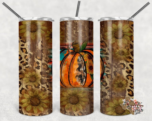 Fall Pumpkin- 20 oz or 30oz Skinny Tumblers w/ Lid and Metal Straw