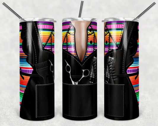 Rainbow Hair Apron - 20oz or 30oz Skinny Tumblers w/ Lid and Metal Straw
