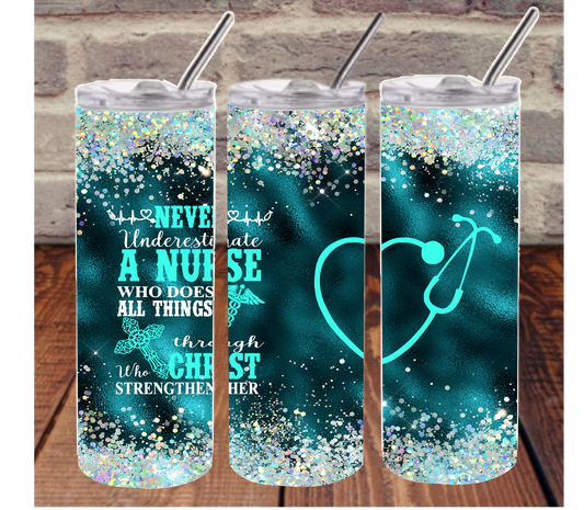 Nurse - 20oz or 30oz Skinny Tumblers w/ Lid and Metal Straw