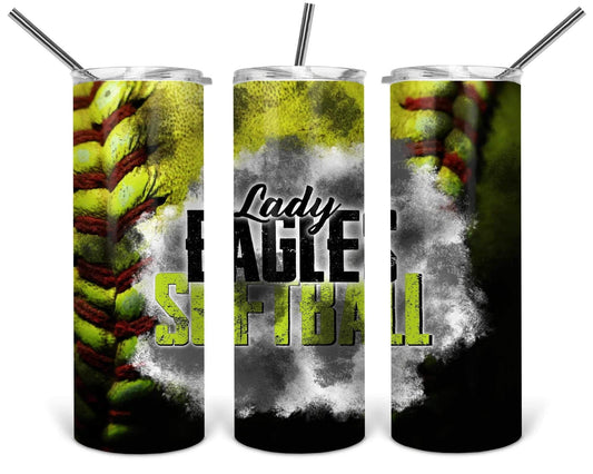 Eagle Lady’s Softball - 20oz or 30oz Skinny Tumblers w/ Lid and Metal Straw