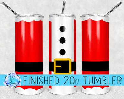 Santa -20 oz Skinny Tumblers w/ Lid and Metal Straw